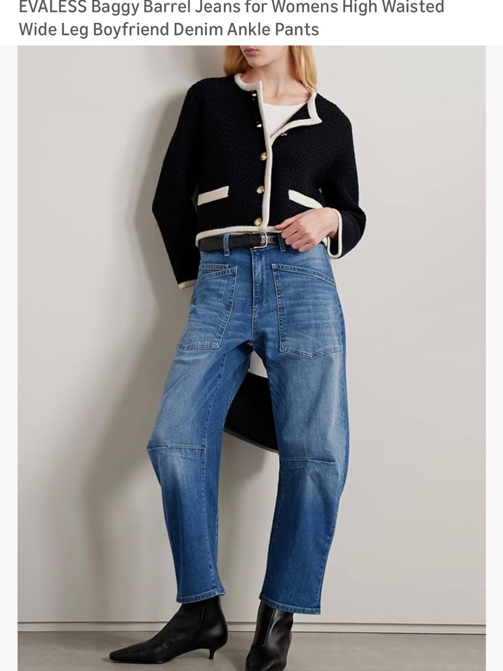 NWT Evaless Barrel Leg Jeans s6